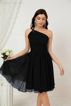 Vestido de dama de honor corto de chiffon de un hombro Numbersea para mujer Vestidos formales para fiesta y regreso a casa 2804