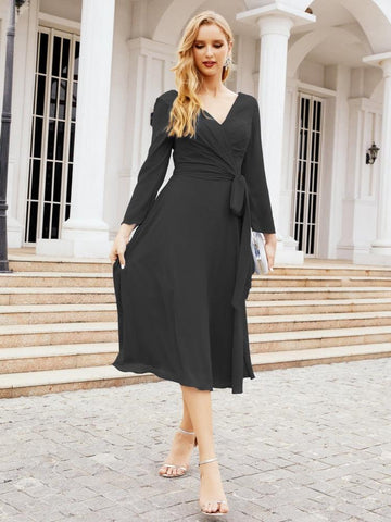 Brautjungfernkleid mit V-Rücken und Taillengürtel für die Mutter der Braut, Hochzeitsgast 28031 