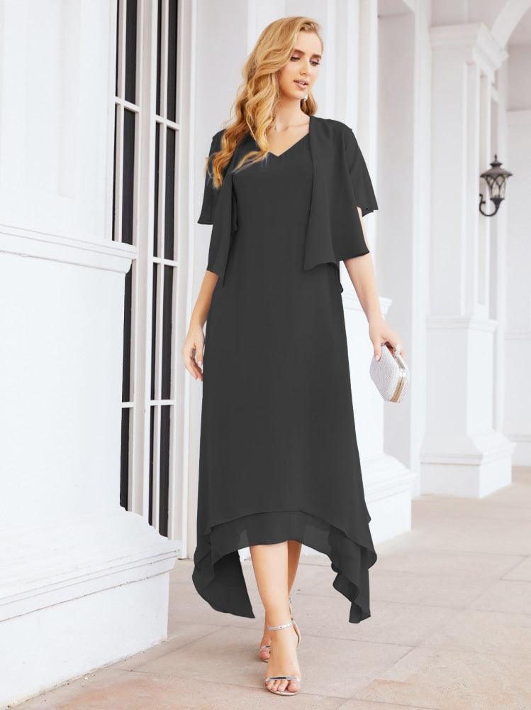 Vestido de festa formal para mãe da noiva, corte A, duas peças, Numbersea 28073 