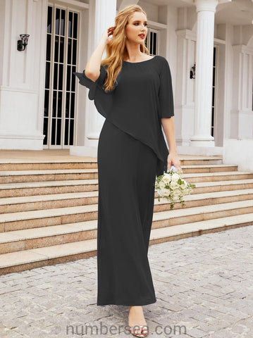 Numbersea Formal Party Gown Dress Long Mother of The Bride Dresses with Ruffle Cape 28026