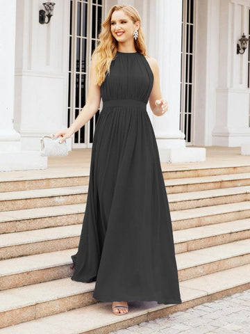 Numbersea Halter Bridesmaid Dress Empire Waist Formal Evening Prom Gown for Mother of The Bride 28030