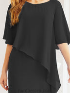 Vestido de festa formal comprido Numbersea com capa e folhos 28026 