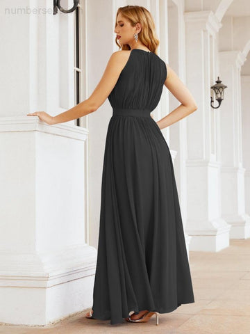 Numbersea Halter Bridesmaid Dress Empire Waist Formal Evening Prom Gown for Mother of The Bride 28030