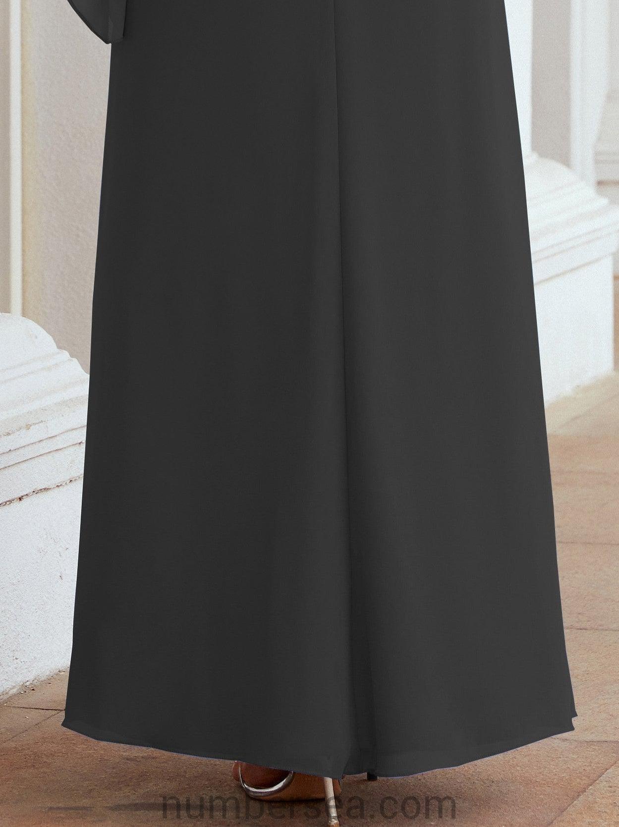 Vestido de festa formal comprido Numbersea com capa e folhos 28026 