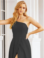 Vestidos de baile de cerimónia Numbersea para mulher com um ombro só e fenda lateral para madrinhas e madrinhas 28052 