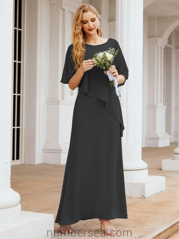 Numbersea Formal Party Gown Dress Long Mother of The Bride Dresses with Ruffle Cape 28026