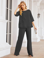 Vestido elegante de 2 peças para mãe da noiva Numbersea, tamanho grande, com folhos, camadas, roupão prateado 28064 