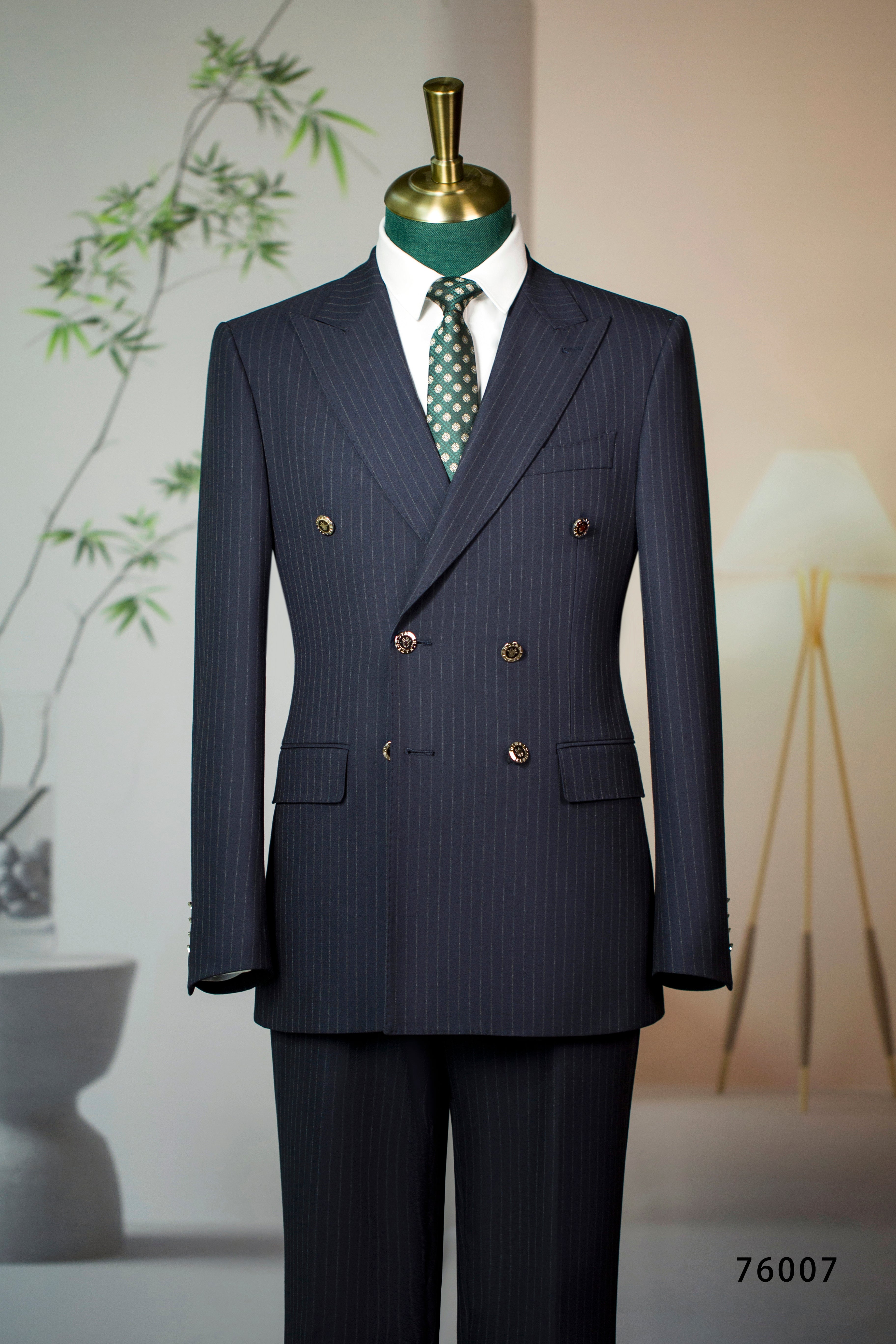 Double-Breasted Pinstripe Wool Suit | Tailored Formal Groom & Business Suit