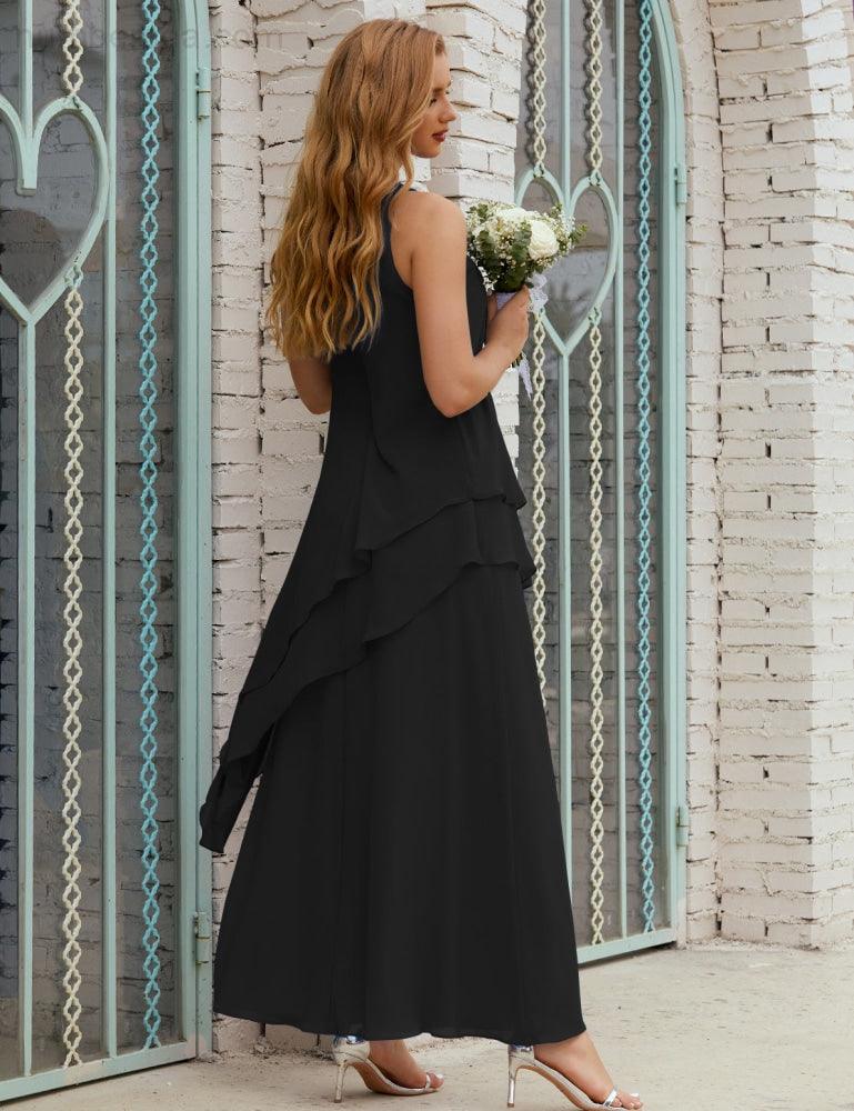 Vestidos longos de chiffon plus size para mãe da noiva, vestido formal de madrinha de casamento, 28019 