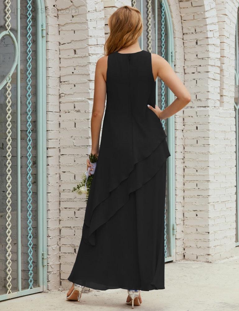 Vestidos longos de chiffon plus size para mãe da noiva, vestido formal de madrinha de casamento, 28019 