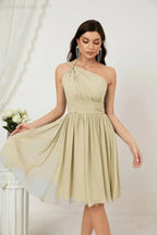 Vestido de dama de honor corto de chiffon de un hombro Numbersea para mujer Vestidos formales para fiesta y regreso a casa 2804