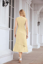 Vestido de festa formal para mãe da noiva, corte A, duas peças, Numbersea 28072 