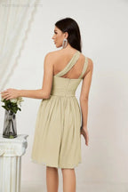 Vestido de dama de honor corto de chiffon de un hombro Numbersea para mujer Vestidos formales para fiesta y regreso a casa 2804