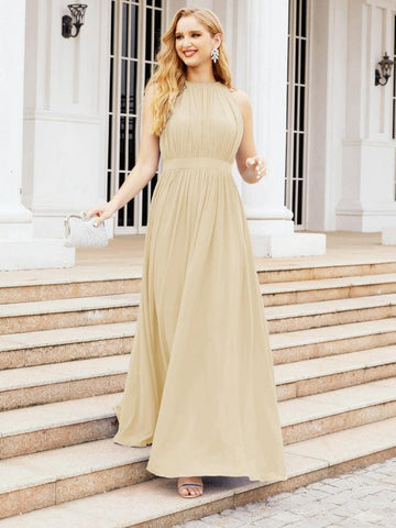 Numbersea Halter Bridesmaid Dress Empire Waist Formal Evening Prom Gown for Mother of The Bride 28030