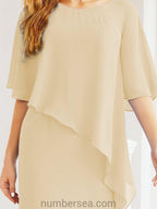 Vestido de festa formal comprido Numbersea com capa e folhos 28026 