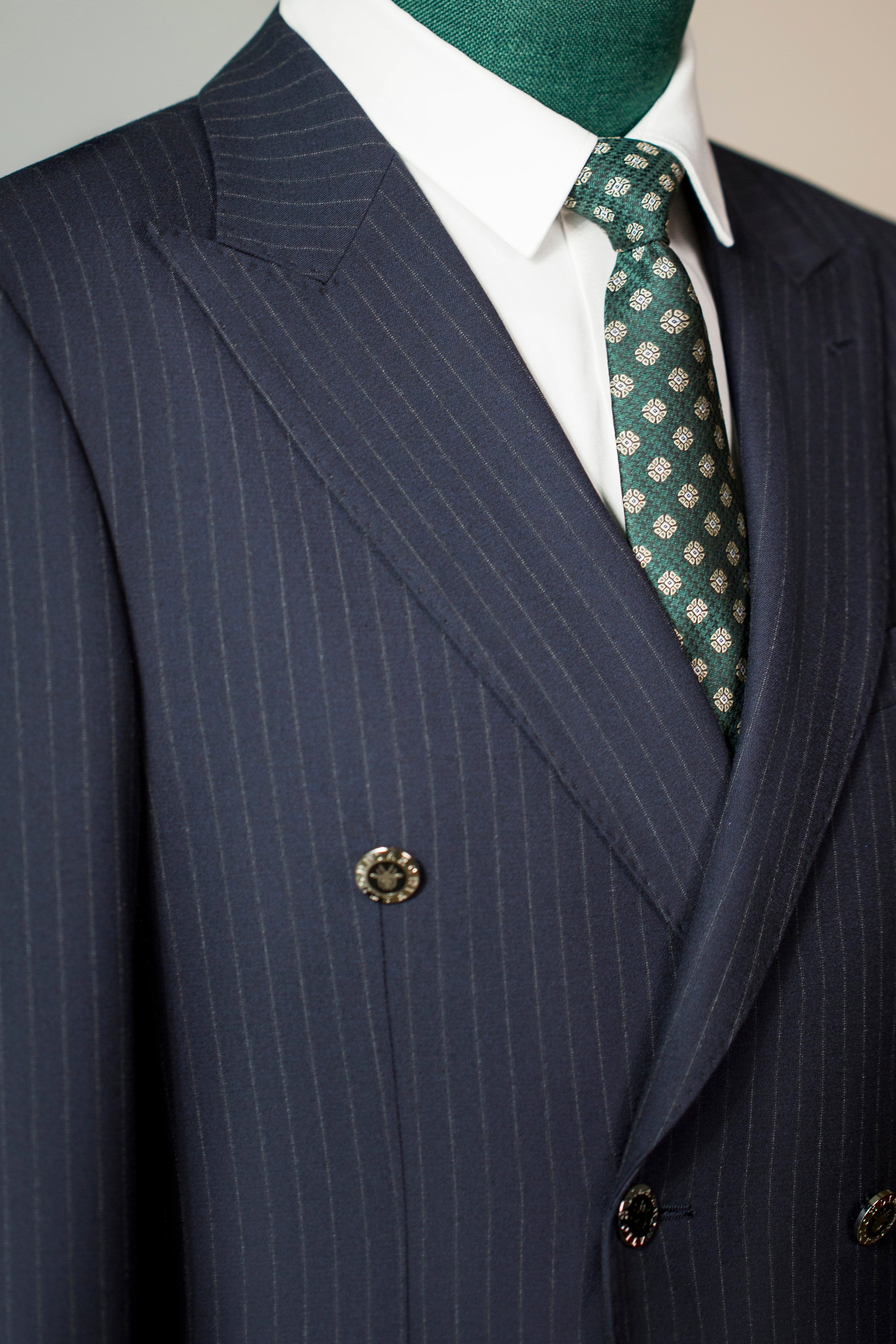 Double-Breasted Pinstripe Wool Suit | Tailored Formal Groom & Business Suit