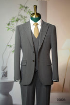 Three-Piece Pinstripe Wool Suit | Tailored Formal Groom & Business Suit