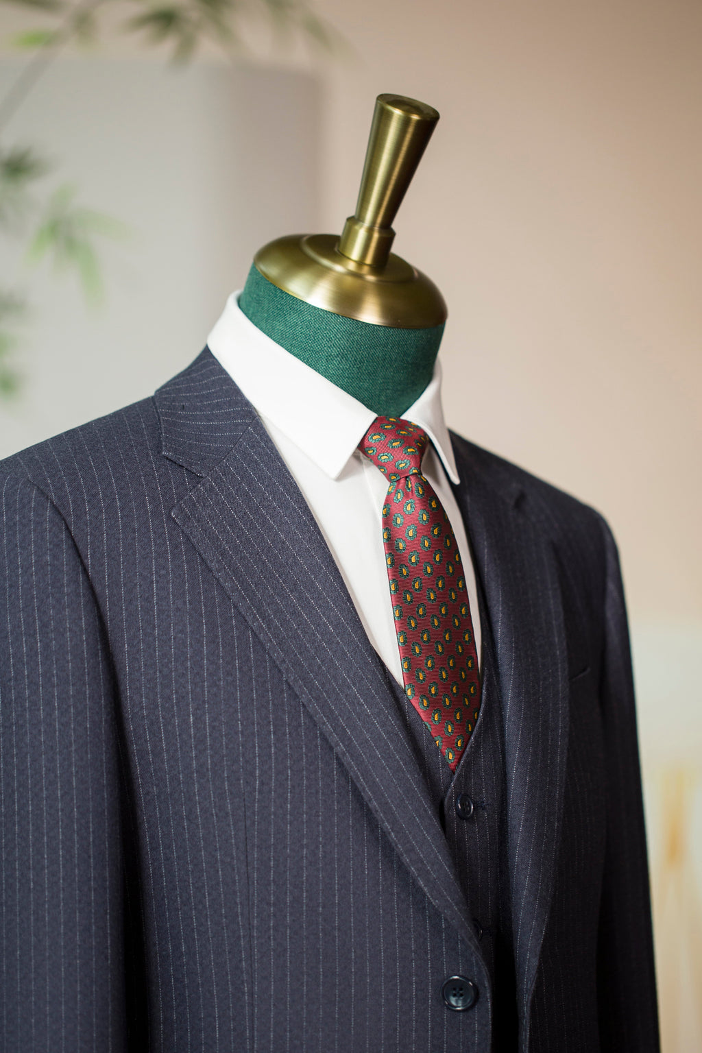 Three-Piece Pinstripe Wool Wedding Suit | Classic Tailored Formal Groom Suit