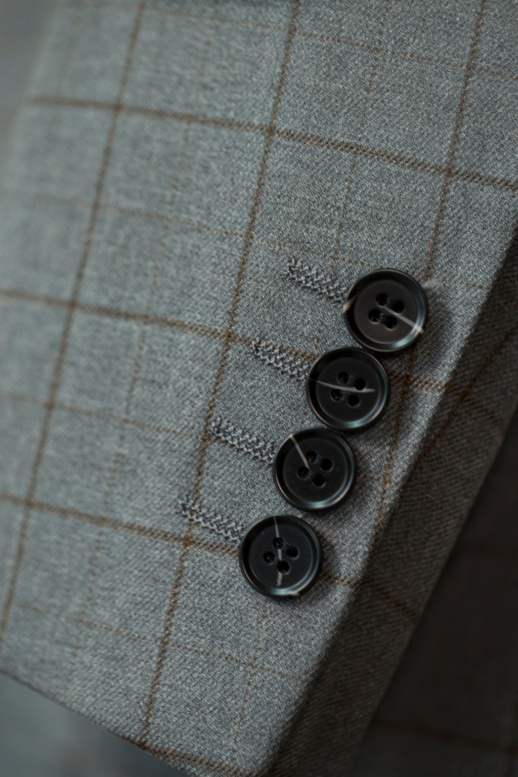 Three-Piece Windowpane Check Wool Suit | Tailored Formal Groom & Business Suit