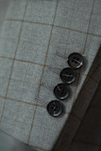 Three-Piece Windowpane Check Wool Suit | Tailored Formal Groom & Business Suit