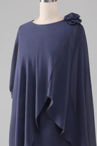 Kleid für die Brautmutter, knielanges Chiffonkleid mit Perlen