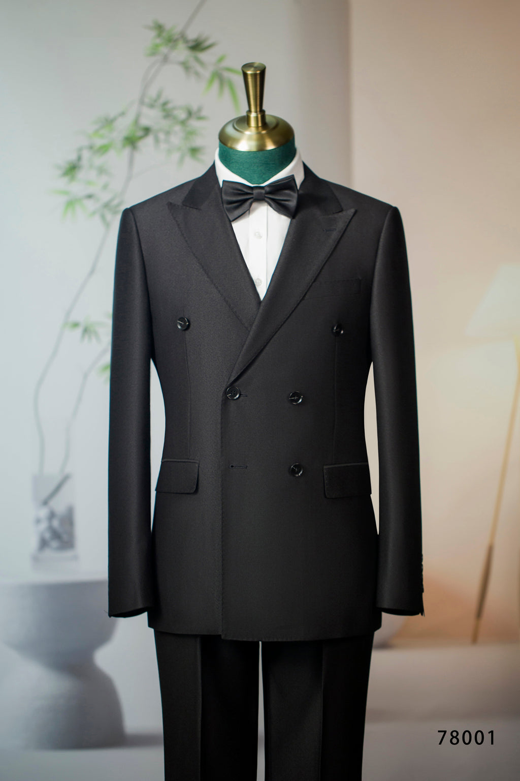 Double-Breasted Black Wool Tuxedo | Classic Tailored Formal Groom Suit