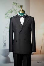 Double-Breasted Black Wool Tuxedo | Classic Tailored Formal Groom Suit