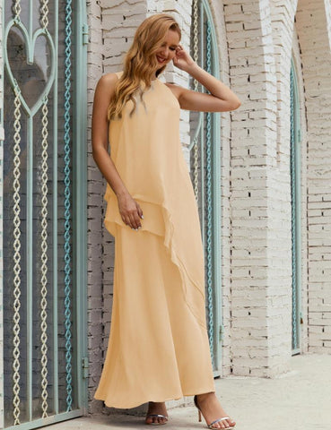 Vestidos longos de chiffon plus size para mãe da noiva, vestido formal de madrinha de casamento, 28019 