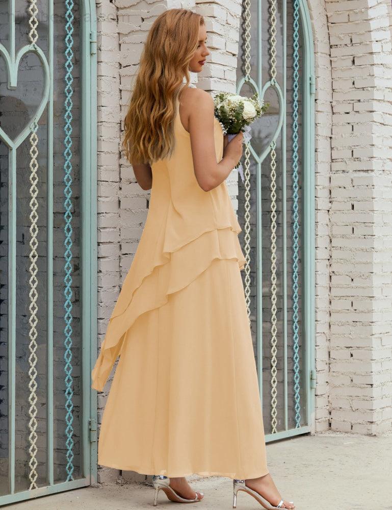 Vestidos longos de chiffon plus size para mãe da noiva, vestido formal de madrinha de casamento, 28019 