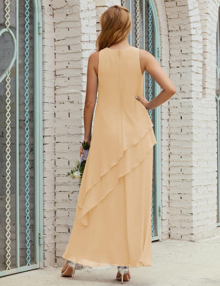 Vestidos longos de chiffon plus size para mãe da noiva, vestido formal de madrinha de casamento, 28019 