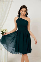 Vestido de dama de honor corto de chiffon de un hombro Numbersea para mujer Vestidos formales para fiesta y regreso a casa 2804