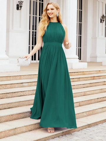 Numbersea Halter Bridesmaid Dress Empire Waist Formal Evening Prom Gown for Mother of The Bride 28030