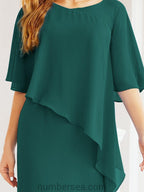 Vestido de festa formal comprido Numbersea com capa e folhos 28026 