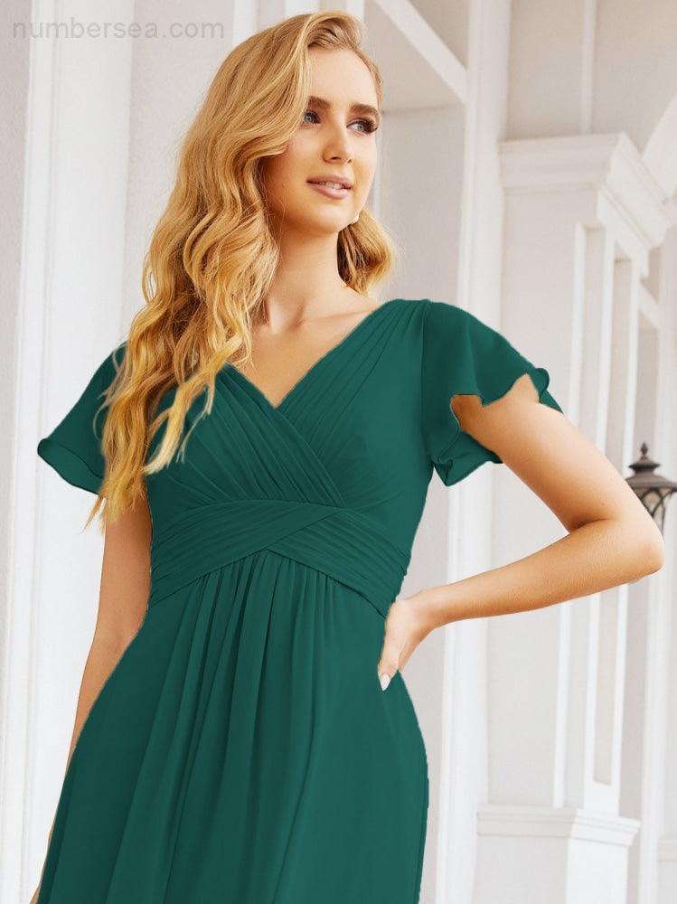 Vestidos de cerimónia de baile Numbersea para mãe da noiva, mangas curtas, vestido de madrinha 28047 