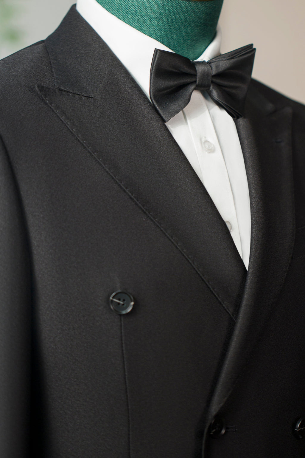 Double-Breasted Black Wool Tuxedo | Classic Tailored Formal Groom Suit