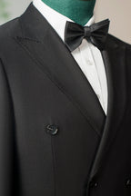 Double-Breasted Black Wool Tuxedo | Classic Tailored Formal Groom Suit