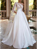 Schulterfreie, normale Träger, Kapellenschleppe, Satin-Brautkleider mit Falten und gerüschten Brautkleidern