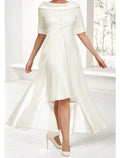 Vestido de mãe da noiva elegante de duas peças, ombro descoberto, comprimento até ao joelho, chiffon, manga curta, com botões, cor sólida