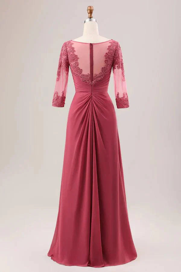 Mother Of Bride Dress A Line Scoop Neck Chiffon With Appliques