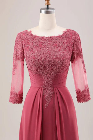 Kleid für die Brautmutter, A-Linie, U-Ausschnitt, Chiffon, mit Applikationen
