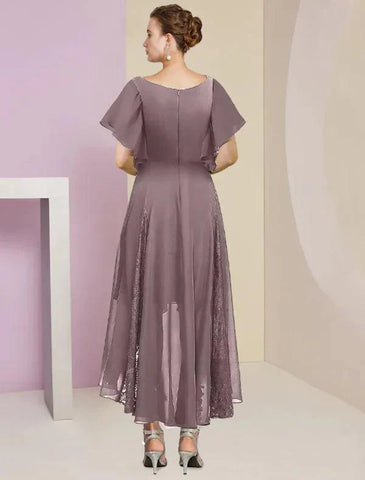 Kleider für die Brautmutter A-Linie V-Ausschnitt Chiffon mit Applikation