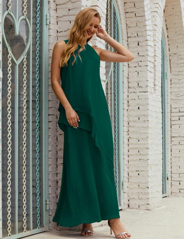 Vestidos longos de chiffon plus size para mãe da noiva, vestido formal de madrinha de casamento, 28019 