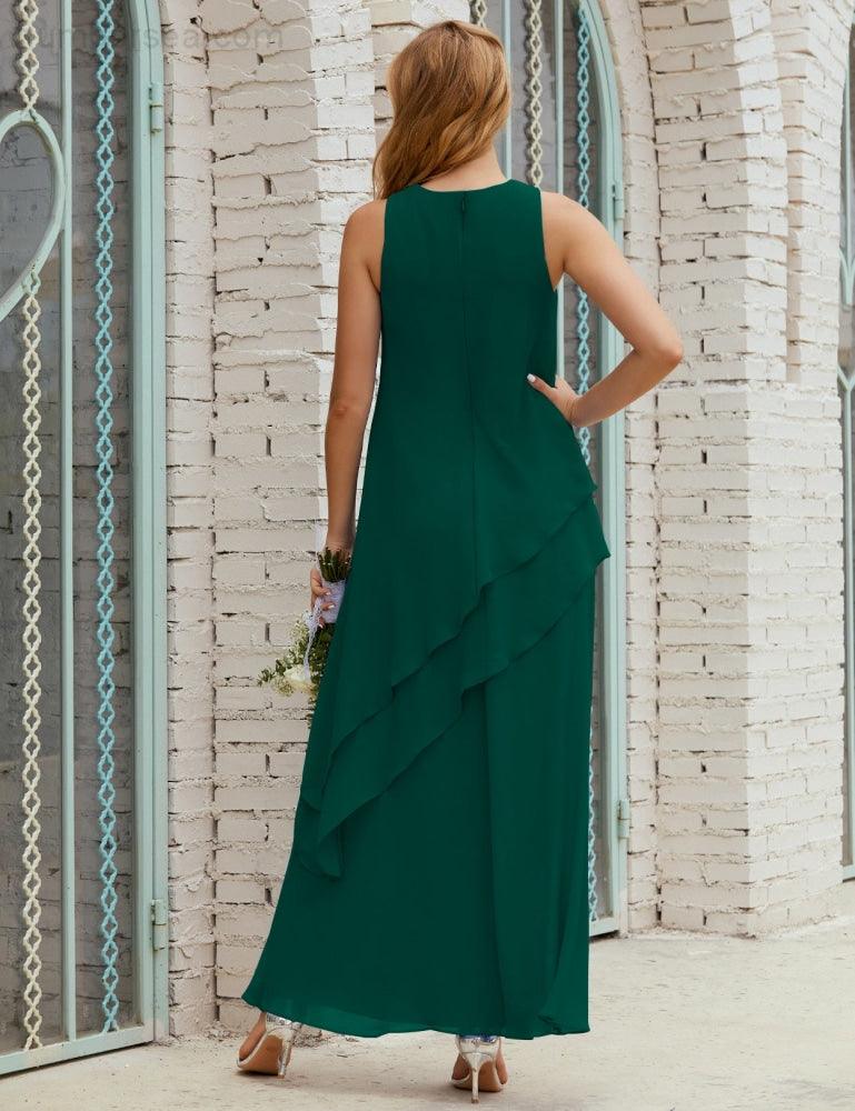 Vestidos longos de chiffon plus size para mãe da noiva, vestido formal de madrinha de casamento, 28019 