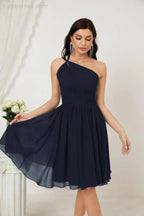 Vestido de dama de honor corto de chiffon de un hombro Numbersea para mujer Vestidos formales para fiesta y regreso a casa 2804