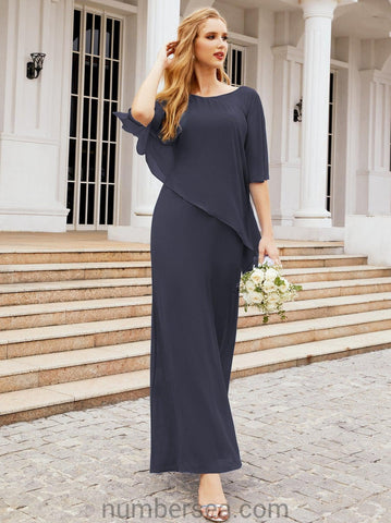 Numbersea Formal Party Gown Dress Long Mother of The Bride Dresses with Ruffle Cape 28026