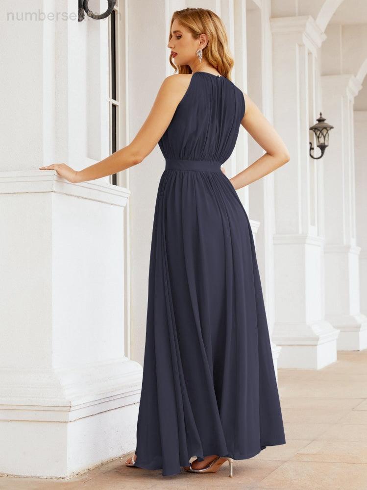 Vestido de madrinha de casamento com alças finas e cintura império, vestido de festa formal para mãe da noiva 28030 