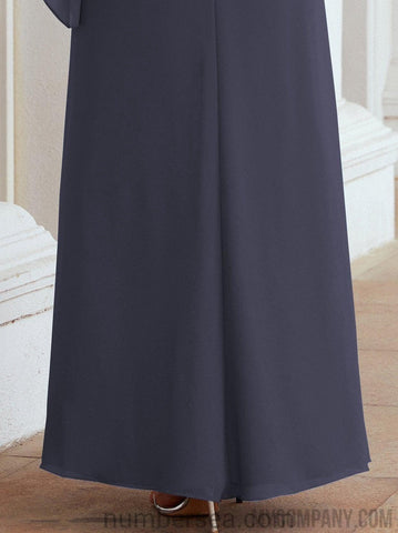 Numbersea Formal Party Gown Dress Long Mother of The Bride Dresses with Ruffle Cape 28026