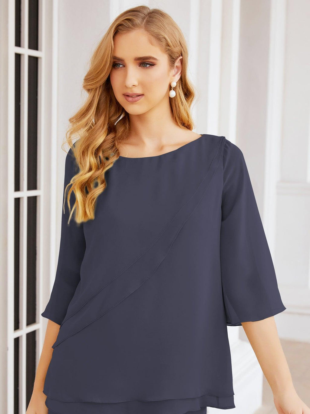 Vestido elegante de 2 peças para mãe da noiva Numbersea, tamanho grande, com folhos, camadas, roupão prateado 28064 