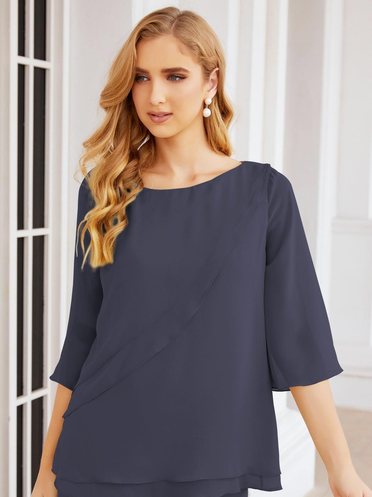 Vestido elegante de 2 peças para mãe da noiva Numbersea, tamanho grande, com folhos, camadas, roupão prateado 28064 