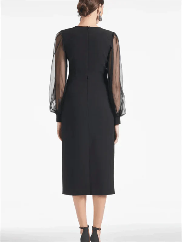 Kleider für die Brautmutter, Etuikleid, V-Ausschnitt, bodenlang